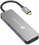 NOVOO USB C Hub (5 in 1) Aluminium mit HDMI 4K Adapter, USB 3.0 Anschlüsse, 1 SD und 1 microSD Kartenleser für MacBook Pro 2015/2016/2017, neues MacBook 12-Zoll, Chromebook und mehr Type-C G
