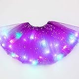 DONEMORE7 Tutu-Rock mit Sternen und Pailletten, für kleine Mädchen, LED-Licht, Tutu-Rock, neonfarben, leuchtend, Partykleid, Tanzkleid, Prinzessinnenkleidung, Ballett für 3-8 J