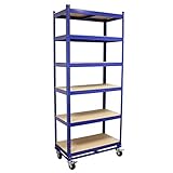 Etagenwagen 900kg | 6 Ebenen Regal mit Rollen 215x90x45 cm Transportwagen Magazinwagen Kommissionierregal Regal Lagerregal Garagenregal Werkstattregal Kommissionierwagen (6 Ebenen)