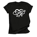Valentinsshirt O-Ausschnitt Kurzarm Tshirt Lässige Shirt Elegant Oberteile Freizeit Tuniken Tops Bedrucktes Hemd Kurzarm Shirts Valentinstag Blouse Valentine'S Day Oberteile S
