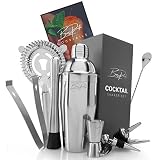 BarProfi Cocktail Set - 10tlg. inkl. eBook - 304L Edelstahl rostbeständig und spülmaschinenfest - Cocktail Shaker fest schließend und komplett Dicht - Cocktails wie in deiner Lieblingsb