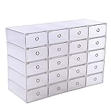 Youwise 20 Stück Schuhe Aufbewahrungsbox Stapelbar, Schuhaufbewahrung Platzsparend Box, Schuhkartons Stapelbar Transparent, Aufbewahrungsregal mit Schubladen für Schuhe, Schmuck, Kleinigk