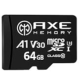 AXE 64GB MicroSDXC-Speicherkarte + SD Adapter mit A1 App Performance, V30, UHS-I U3, 4