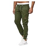 Dinnesis Arbeitshosen für Männer Cargo Chino Tether Sweatpants Elastische Bund Jogginghose Baumwolle Bermuda Sporthose Tasche Freizeithose Männer Lange Hose für Freizeit Sport Jogg