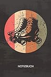 NOTIZBUCH A5 Dotted: Rollschuhfahrer Notizheft GEPUNKTET 120 Seiten - Retro Roller Skates Notizblock Vintage Rollschuhe Skizzenbuch - Vintage Geschenk für Retro Liebhaber Vintage Liebhaber 90