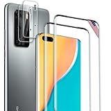 (4 Stück) Für Huawei P40 Pro 5G Panzerglas(2 Stück)+ Kamera Panzerglasfolie(2 Stück), 9H-Härte, 3D Volle Abdeckung, Blasenfreie, Anti-Fingerabdruck, Hüllefreundlich, Klar HD Schutzglas für P40