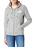 Superdry Womens VL AOP Zip Hood Hooded Sweatshirt, Grey Marl, S