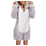 Teddy Fleece Schlafanzug Einteiler Overall Anzug Flauschig Jumpsuit Kuschelig Weich Onesies Plüsch Loungewear Baumwollefleecejacke Weihnachten Geschenke Geschenk für die F