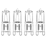 G9 Halogen-Leuchtmittel, 230 V, 40 W, klare Kapsel-Halogen-Glühbirne, Warmweiß 2700 K, für Ofen und Mikrowelle, Herd, 4 Stück