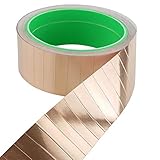 AIXONTEC 3 m Kupferband Kupfer Abschirmband Kupferfolie ca. 330 Kupferbandstreifen 35x9 mm Fixierung Kabel Kupfer Geflechts copper foil tape beidseitig leitfähig einseitig selbstklebend 3 M
