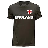 Stuff4 Herren/groß (L)/Dunkelbraun/Rundhals T-Shirt/England Football Badg