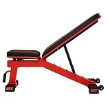 UFC Hantelbank Deluxe FID Bench bis 454kg belastbar. Einsetzbar als Flachbank, Schrägbank, Negativbank und Bauchbank. Rückenlehne 7-Fach verstellbar. Mit Transportgriff u. -R