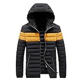 KAIXLIONLY Herren Daunenjacke Softshelljacke Einfarbig mit Kapuze Ultraleicht Gepolstert Übergangsjacke Herbst Winter Jacke Wintermantel Outdoor Steppjacke Kapuzenjack