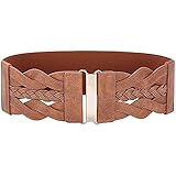 Stretchgürtel Breiter Gürtel Damen Taillengürtel Elastischer Gürtel ,Women Vintage Taille Gürtel Cinch Gürtel,Breit Elastisch Schnalle Gürtel Trimmer Strecken Bund für Damen und Mädchen Kleid (Braun)