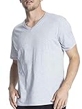 Schiesser Herren Mix & Relax T-Shirt V-Ausschnitt Schlafanzugoberteil, Grau (Grau-Mel. 202), 56
