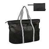 GAGAKU Extra Große Reisetasche Strandtasche Faltbare Handtaschen Netztasche für den Sommer Strand Shopping - Schw