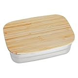 WaldWicht - Nachhaltige Brotdose Edelstahl Bambus 650 ml mit Schneidebrettdeckel und Dichtung, Bento Box, Meal Prep Boxen, Eco Brotbox, Lunch Box für Kinder und Erwachsene, Zero W
