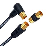 Flex-TV-Antennenkabel mit Verlängerungskabel, extra lang, Kupferleiter, volle Länge, geringer Verlust, für Breitband, Virgin Media, Freesat, FreeView, Skybox, 5 m, Schw