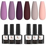 Nagellack, 6 Farben UV Gel Nagellack Set , TipsLuna Gellack set, Lila, Violett, Pink Gel Nägel Starterset , Soak Off LED Gellack für Nail Art Weihnachten, Neujahr- Verwelkte R