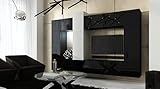 Furnitech Future C22 Modernes Wohnzimmer Wohnwand Wohnschrank Schrankwand Mediawand Möbel (LED blau, 22_HG_BW_2)