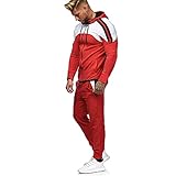 Hirolan Herren Sports Suit Jogginganzug MäNnertrainingsanzug Hose Mit Farblich Abgesetzten Taschen Freizeitanzug Fitness Sportanzug Trainingsanzug Sweatshirt Jogging Anzug Modell lauschig