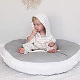 Fyore Kuschelige Hase Rund Krabbeldecke Gepolstert Spielmatte Groß Baumwolle Kinderteppich Babyzimmer Dekoration 80cm(Grau)