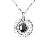 Damen Anhänger Halsketten von.925 Sterling Silber Halskette Anhänger für Mädchen Frau Liebhaber Geschenk Ich liebe dich Halskette 100 Sprachen auf Anhänger eing
