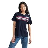 Superdry Damen Retro Stripe Tee T-Shirt, Blau (Deep Navy JKE), M