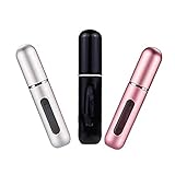 VOARGE 3pcs 5ml Parfümzerstäuber, Portable Pumpentyp Metall Nachfüllbar Parfümflasche, Parfümzerstäuber nachfüllbar - Mini Taschenzerstäuber(Schwarz, Silber, Pink)