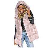 AGOUWUCHE Damen Winterjacke Ärmellose Plüsch Kapuzenjacke aus Kunstpelz Große Größe Plüschmantel Frauen Fleecemantel Lose Warme Mantel Plüschjacke Casual Teddy-Fleece Oversize Sweatjacke Outw