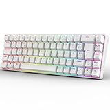 RK ROYAL KLUDGE RK68 RGB 65% Hot-Swap-fähige kabellose mechanische Tastatur, 60% 69 Tasten Bluetooth-Gaming-Tastatur mit Hot-Swap-fähigem braunem Schalter, Deutschland QWERTZ-Layout, Weiß