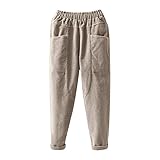 SumLeiter Azruma Damen Cordhosen Mittel Taille Weite Bein Hosen Casual Loose Corduroy Hose lässige lockere Lange gerade Hose Elastische Taille Freizeithose Mode Bootleg-Hose Haremshose mit T