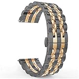 22mm 20mm Band for Samsung Galaxy Uhr 3 41mm 45mm 46mm 42mm Edelstahl Gürtel Armband 1033 (Band Color : Black rose gold, Band Width : 20mm)