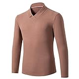 Pullover Herren Basic Warm Fleece Casual Fashion Herren Bottoming Shirt Lockeres Und Bequemes Warmes Halbem Rollkragen Herren Langarm-T-Shirt AH-Khaki M