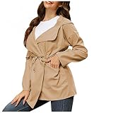 GFGHH Damen Lässige Mantel Button Down Langarmhemd Bluse Jacke Shackets mit Taschen Lang mit Wasserfall-Schnitt | Trenchcoat mit Gürtel | weicher Dufflecoat | Parka - Jack