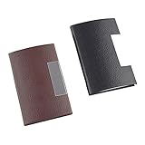 Huture 2 Stücke Visitenkarten Etuis Edles Kartenetui Visitenkarten Box Geschäfts Kartenhalter Visitenkartenhalter Kreditkarten Etuis Telefonkarte Box Geschenk für Damen & Herren (Braun, Schwarz)