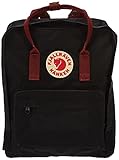 Fjällräven Unisex Rucksack Kånken, Black/Ox Red, 16 Litre, 23510-550-326