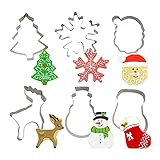 6 Stück Plätzchenausstecher Set, Ausstecher Weihnachts, Ausstechformen Weihnachten aus Edelstahl, Weihnachten Backform Set für Fondant Keks Plätzchen Tortendekorationen für Gingerbread,Weihnachtsdek