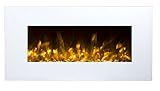 GLOW FIRE Neptun Elektrokamin mit Heizung, Wandkamin mit LED | Künstliches Feuer mit zuschaltbarem Heizlüfter: 750/1500 W | Fernbedienung, 84 cm, Weiß