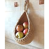 1PCS Hanging Wall Vegetable Fruit Baskets, Handgemachte gewebte hängende Korb natürliche Jute Seil hängen Lagerung Korb, Moderne Boho wohnkultur - Obst oder gemüse KücheHängekorb (A-4.5'x6.5'(9'))