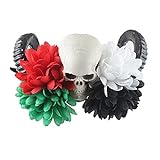 Frauen Halloween Künstliche Rose Blume Gesicht Stirnband mit schwarzer Spitze Schleier Krone Haarhafen (Color : B, Größe : One Size)