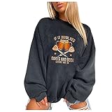 RKaixuni Vintage Damen Sweatshirt Mädchen Teenager Bier Shirt Oversized Tops Druck Pullover Beiläufig Streetwear Casual Langarmshirt Winter Herbst Longshirt Steampunk Shirt Oktoberfest S