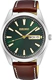 Seiko Herren Analog Quarz Uhr mit Leder Armband SUR449P1