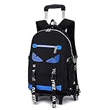 YUTCRE Trolley Rucksack, Kinder Trolley Schultasche mit Rollen Wasserdicht Rucksack Schultrolley Rucksäcke für Unisex Jungen Mädchen Studenten Klettern Trepp