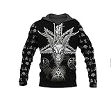 Wikinger-Tattoo, 3D-Druck, Hoodie, für Herren und Damen, lässiges Sweatshirt, Harajuku, Streetwear, Reißverschluss, Hoodies, XXXXX-Larg