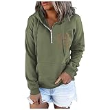 Sonojie Damen Pullover Lang Halber Knopf Herbst Winter Kapuzenpullover Hoodie Sweatshirt Langarm für Frauen Vintage Elegant V-Ausschnitt Oberteile T-Shirt Kapuzen Sweatshirt Schwarz, Marine, R