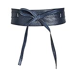 Jungerhouse Damen PU Leder Taillengürtel Weich Bindegürtel Breiter Obi Gürtel Breiter Vegan Gürtel Hüftgürtel (Navy Blau)