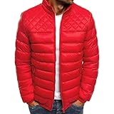 Nuzai Steppjacke Herren Slim Fit Verdicken Warm Winterjacke Herren Stehkragen Einfarbig Winddichte Jacke Herren Einfachheit Mode Klassisch Reißverschluss Jacke H