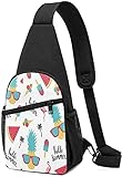 AOOEDM Regenbogen-gestreifte Süßigkeiten-Tragetasche, Brusttasche, Unisex, Crossbody-Rucksack, Brusttasche, Tagesrucksack für Reisen, Wandern, Sp