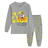 MRULIC Kleinkind Baby Pullover Langarm Rundhals Cartoon Drucken T-Shirt Hosen Bekleidungssets Pyjamas NachtwäSche Langarmshirts Jungen MäDchen Geburtstag Geschenk Outfits(Grau,100)